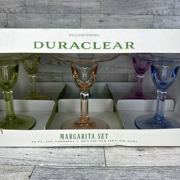 Williams Sonoma Duraclear Margarita Glasses Set Of 6 Multi Color New - Picture 2 of 4